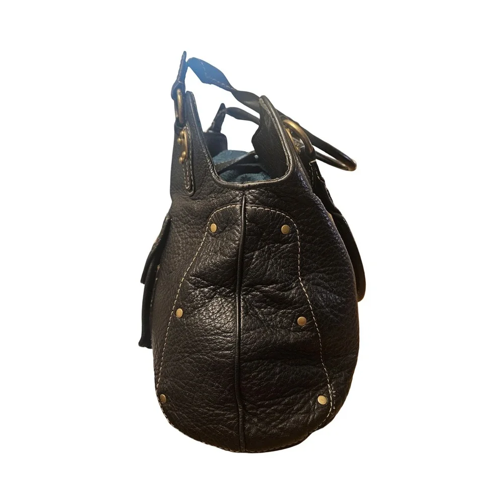 Michael Kors‎ Black Pebbled Leather Shoulder Bag Gold Logo Hardware Handbag